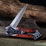 Outdoor Camping Knife with Wooden Handle - Imagen 2