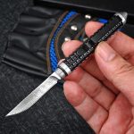 Damascus Blade Mini Pocket Knife for Survival and Wilderness Adventures – Bild 7