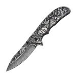 Deer Engraved Handle Folding Knife Outdoor Defense Pocket Tool - Image 3