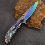 Deer Engraved Handle Folding Knife Outdoor Defense Pocket Tool - Image 8