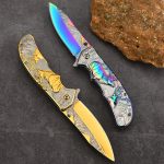 Deer Engraved Handle Folding Knife Outdoor Defense Pocket Tool - Image 9