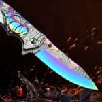 Deer Engraved Handle Folding Knife Outdoor Defense Pocket Tool - Image 10