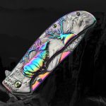 Deer Engraved Handle Folding Knife Outdoor Defense Pocket Tool - Image 4
