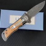 Liome Folding Tactical Knife with Damascus Grip for Camping
