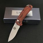 Liome Wood Grip Tactical Folding Knife Stonewash Blade Outdoor Survival Tool - Image 2