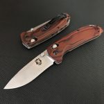 Liome Wood Grip Tactical Folding Knife Stonewash Blade Outdoor Survival Tool - Image 3