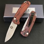 Liome Wood Grip Tactical Folding Knife Stonewash Blade Outdoor Survival Tool - Image 4