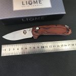 Liome Wood Grip Tactical Folding Knife Stonewash Blade Outdoor Survival Tool - Image 6