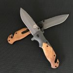 Liome X50 Steel Folding Knife with Wood Handle for Outdoor Survival