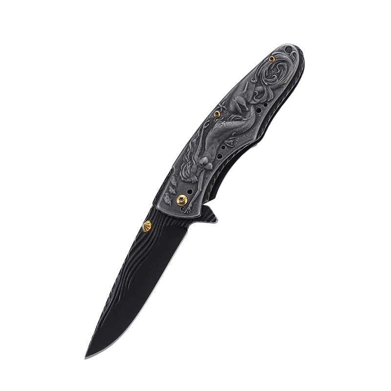 Mermaid Design Handle Folding Knife for Outdoor Camping and Hunting EDC Tool - Image 7