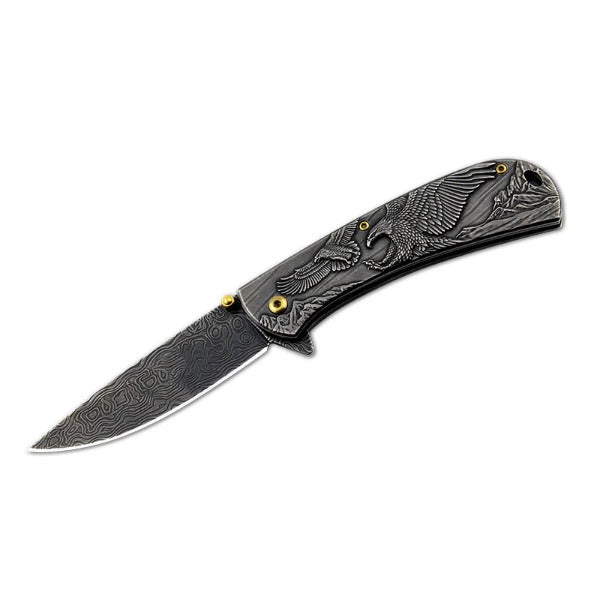 Sheep Eagle and Horse Motif Handle Folding Knife for Outdoor Hunting and EDC - Image 9