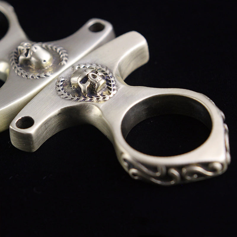 Durable Retro Skull Brass Knuckle Guard EDC Tool - Image 9