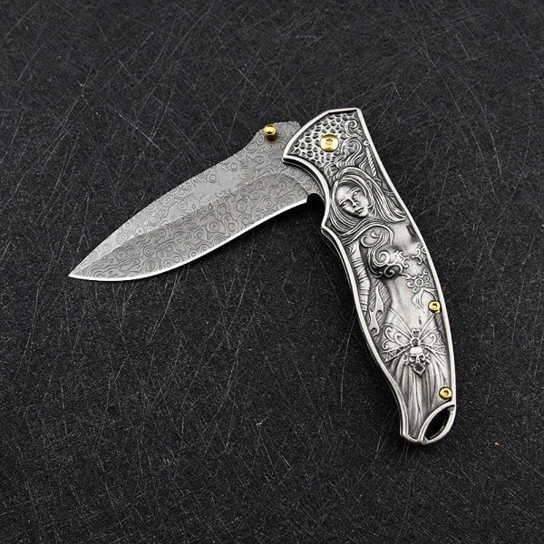 War Goddess Handle Folding Knife for Outdoor Hunting and EDC Tool – Bild 5