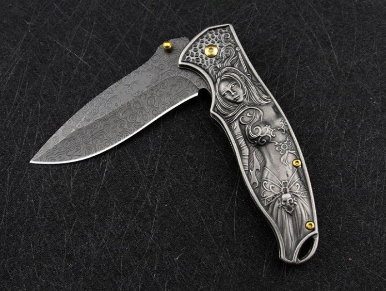 War Goddess Handle Folding Knife for Outdoor Hunting and EDC Tool – Bild 8